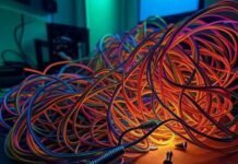 How to Build an Affordable Gaming Setup from Scratch Tangled feet, glowing RGB fans, dropped screws, budget PC build fail in neon greens.