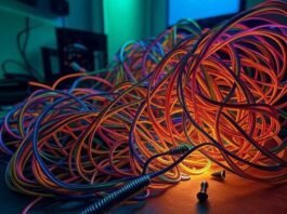 How to Build an Affordable Gaming Setup from Scratch Tangled feet, glowing RGB fans, dropped screws, budget PC build fail in neon greens.