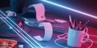 Best USB Hubs & Docks to Expand Your Laptop in 2025 A dynamic shot of a messy desk with a glowing USB dock.