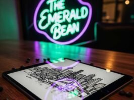 The Most Useful iPad Accessories for Artists & Creators An iPad with a screen protector and a sketch of Seattle's skyline.