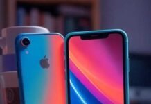iPhone XR vs iPhone 11 in 2025: Which Is Still Worth It? iPhone 11 races ahead of XR, stunning view from below in electric blues.