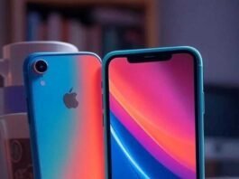 iPhone XR vs iPhone 11 in 2025: Which Is Still Worth It? iPhone 11 races ahead of XR, stunning view from below in electric blues.