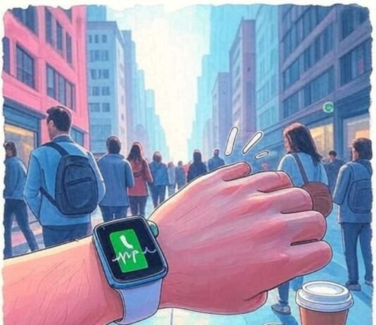 Best Smartwatches for Health Tracking & Notifications I generated images with the prompt: 'Impressionistic digital painting of a first-person wrist view mid-panic on a busy NYC street, coffee in hand, featuring a glowing smartwatch mid-vibration, a heartbeat line morphing into a phone alert, and a tiny runner silhouette chasing a heart icon, with cartoonish sweat drops turning into exclamation points for a playful “oops” vibe, in an electric teal and vibrant magenta color palette with pops of coral for contrast, conveying a cautiously optimistic emotional tone, like you’re hyped but braced for a low-battery fail, with soft watercolor edges—dreamy yet sharp'