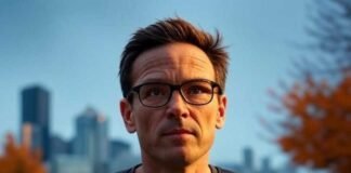 Apple Watch Series 9 vs Ultra: Which One Should You Get? Peppy jogging in Seattle drizzle, teal sky, orange trail, slim Series 9 vibe.