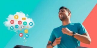 Fitbit vs Apple Watch: Which Wearable Tracks Health Better? "Fitness wearables syncing health data, a runner, and quirky health motifs."