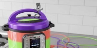 Instant Pot Recipes and Hacks for Busy Tech-Lovers Instant Pot, tangled cables, smartphone, ramen, and a dancing pixelated fork.