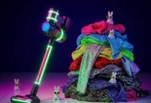 Top Cleaning Gadgets That TikTok Can’t Get Enough Of Neon vacuum, sparkly laundry, goofy mop, and sunglass-wearing dust bunnies.